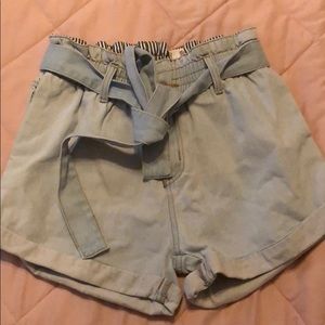 Paper bag jean shorts